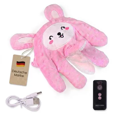 Produktbild von H.V. 3-in-1 Pinker Hase | Angenehmes Produkt mit sanfter Klopfbewegung | Baby Einschlafhilfe Fernbedienung & abnehmbarer Bezug | Atmungsaktiv & weich