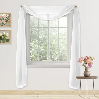 Voile Gardine Schal 55x216 cm, Weiß, 1 Paneel