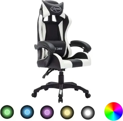 Obrázek produktu pro Herní židle s RGB LED podsvícením bíločerná umělá kůže
