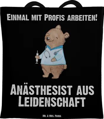 Produktbild von Mr. & Mrs. Panda Tragetasche Anästhesist Leidenschaft - Schwarz - Geschenk, Krankenhaus, Einkaufstasche, Lustig, Schultasche, Studium, Tasche, Spruch, Tote Bag, Shopping