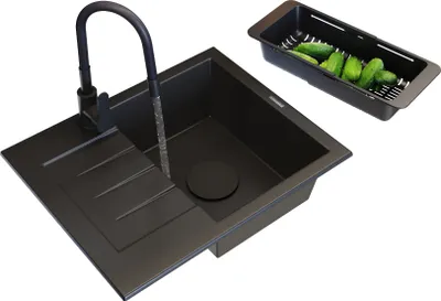 Obrázek produktu pro Granitan | Granitový dřez Milano - Černý - Jedinečně odolný - Kuchyňská baterie v ceně
