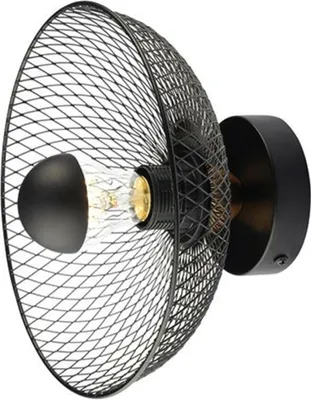 Productafbeelding van Wandlamp ACA met E27-fitting, zwart, metaal, D24X12CM, modelnummer KOBE HL45841W25B