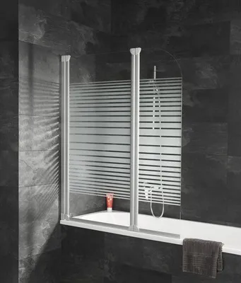 Produktbild von SCHULTE Badewannenaufsatz 2-teilig Komfort ExpressPlus 114 x 140 cm Glasdekor Querstreifen Profilfarbe weiß EP1653 04 72