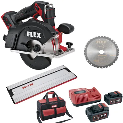 Produktbild von Flex Metall-Handkreissäge CSM 57 18-EC + Akku Set P-Set 55 R + Führungsschiene