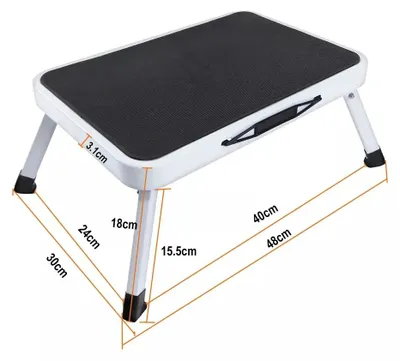 Image de Tabouret d'accès pliable - Escalier d'accès à une seule marche - Métal - Capacité de charge : 120 kg - Portable - Noir