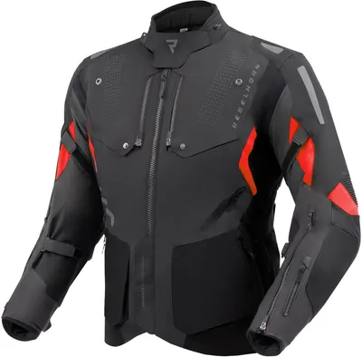 Produktbild von Rebelhorn Hiker 4 wasserdichte Motorrad Textil Jacke, schwarz/grau/rot, L