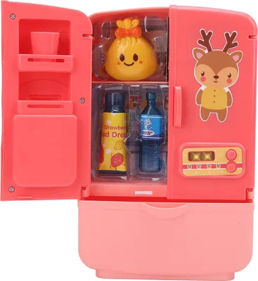 Obrázek produktu pro Simulace inteligentní lednice dvojité dveře kuchyňské hračky Set Dětský hrací dům ToyPink