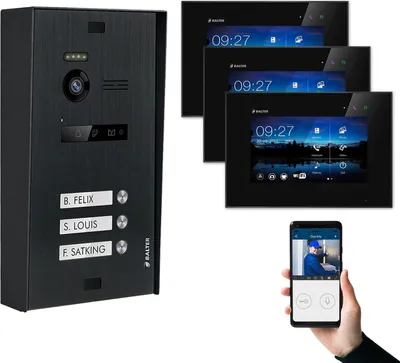 Produktbild von BALTER EVO Aufputz Schwarz 2-Draht 7" WiFi Monitor Schwarz Video Türsprechanlage Set 3 Familienhaus