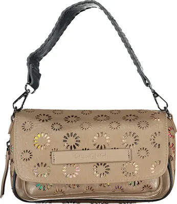 Produktbild von Beige Damenhandtasche mit abnehmbarem Riemen und Kontrastdetails
