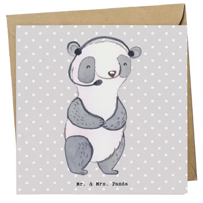 Produktbild von Mr. & Mrs. Panda Deluxe Karte Kundendienstmitarbeiter Herz - Grau Pastell - Geschenk, Callcenteragent, faltkarte, Backoffice Mitarbeiter, Customer Service, Homeoffice