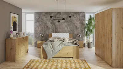 Obrázok produktu pre Spálňová zostava s posteľou 160x200 CORTLAND 8 - dub artisan / biela