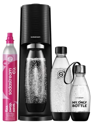 Productafbeelding van SodaStream Terra waterbron, voordeelpak met 3 flessen en Quick Connect cilinder, zwart