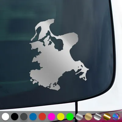 Produktbild von PantherPixel Insel Rügen Aufkleber Umriss Kontur Ostsee Sticker Auto Geschenkidee Farbe Silber