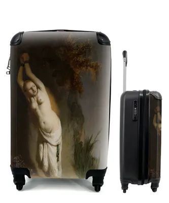 Produktbild von MuchoWow® Koffer Handgepäck Trolley Rollkoffer Kleine Reisekoffer mit 4 Rollen - Andromeda - Rembrandt van Rijn - Cabin Size < 55x40x23 cm & 55x40x20 cm - Fotokoffer - Kabinenkoffer - Boardgepäck - Reise-Box - Reisekoffer - Reisegepäck - Koffer mit Bild - Trolley für Kinder