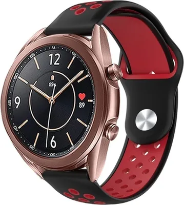Produktbild von Strap-it Samsung Galaxy Watch 3 41mm Sportarmband (Schwarz / Rot)