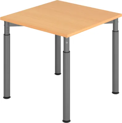 Produktbild von bümö Schreibtisch Serie-Y - Nachbildung: Buche, Größe:  80 x 80 cm, Gestell: Graphit
