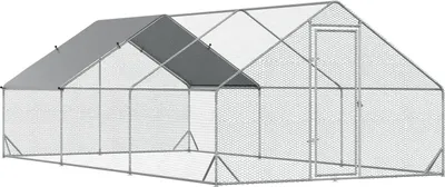 Produktbild von Hühnerstall, 3 x 6 x 2 m, Freilaufgehege XXL, Outdoor Geflügelstall mit Schatten, Dach, für 12-18 Hühner, Ente, Kaninchen, Stahl