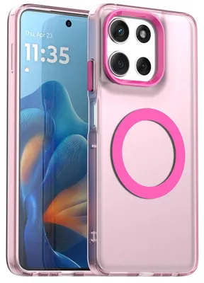 Produktbild von Magnetisch Hülle für Motorola Moto G56, Schlank Durchscheinend Matt Stoßfest Handyhülle Rot