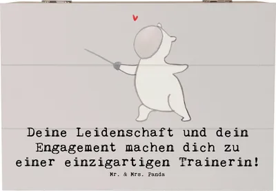 Produktbild von Mr. & Mrs. Panda Kiste Fechten Trainerin Einzigartig 22 x 15 cm - Grau Pastell - Geschenk, körperliche Fitness, Sportarten, Erinnerungsbox, Motivation, Fechtunterricht