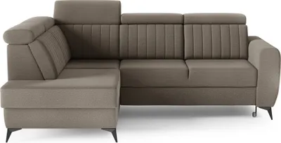 Produktbild von Couch für Wohnzimmer, Samstoff, Ecksofa mit Schlaffunktion und Bettkasten, Schlafsofa, Sofagarnitur, L Sofa Eckcouch L-Form Wohnlandschaft mit Bettfunktion - Ecksofa MOSTA II Braun (Element 05) - Links