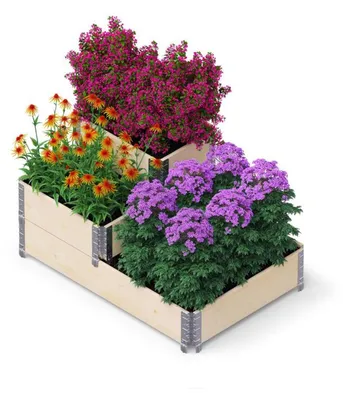 Produktbild von Stufenbeet Hochbeet 3 Ebenen 120x80cm Blumen Kräuter Gemüse, aus Holz