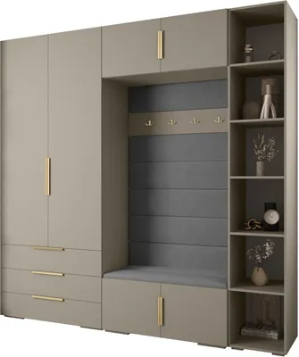 Produktbild von MEBLE KRYSPOL Inova 1 Möbelset Garderobe, 236,7x240x47cm - Kaschmir, Manila 16, Gold