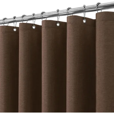 Produktbild von Duschvorhang Leinen 182x182cm Braun mit Metallringen Wasserdicht Anti Schimmel Set