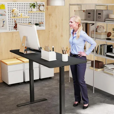 Produktbild von FIVMEN Höhenverstellbarer Schreibtisch elektrisch,Verstellbarer Computertisch Standing Desk mit Typ-C Ladeanschluss,,Schwarz, 140 x 60 cm