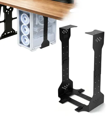 Image de Support pour ordinateur conçu pour être placé sous un bureau, avec une hauteur réglable de 290 à 590 mm et une largeur de 200 à 340 mm, et une capacité de 35 kg