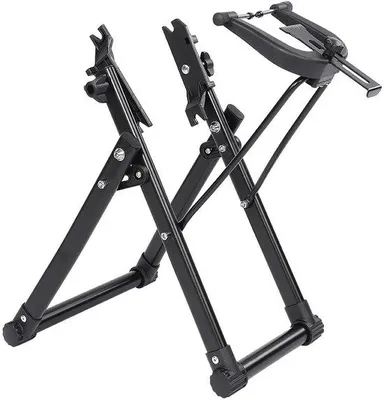 Imagen del producto de Soporte profesional para la reparación de bicicletas, apto para ruedas delanteras y traseras. Duradero, estable y protege las ruedas contra arañazos