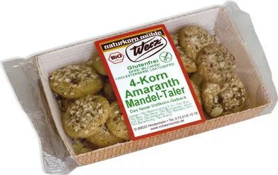 Produktbild von Werz Amaranth Mandel Taler 4-Korn Vollkornkekse glutenfrei -- 125g
