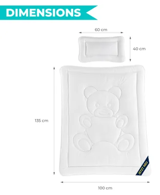 Produktbild von Kinderbettdecke 100x135 & Kissen Set 40x60 Kopfkissen | Allergiker geeignet & | Bettdecken Set für Kinderbettwäsche Kinderbett, Größe:100x135 + 40x60, Design - Motiv:Design 1