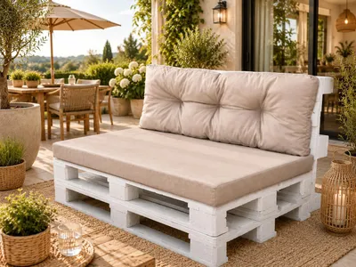 Produktbild von Best for Garden Sitzkissen Palettenkissen für 2 Personen mit Rückenteil für Bank Bankauflage 120x80x10-16 cm