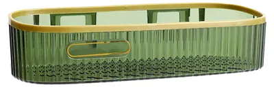 Produktbild von An der Wand montiertes Lagerregal, stanzfreies Dusch-Caddy-Regal, Badezimmer, ohne Bohren, für den Haushalt, lange Leiste – dunkelgrün
