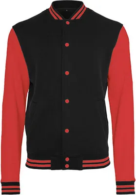 Immagine prodotto di Build Your Brand BY015 | Giacca college in felpa - Colore: Nero/Rosso - Taglia: 5XL