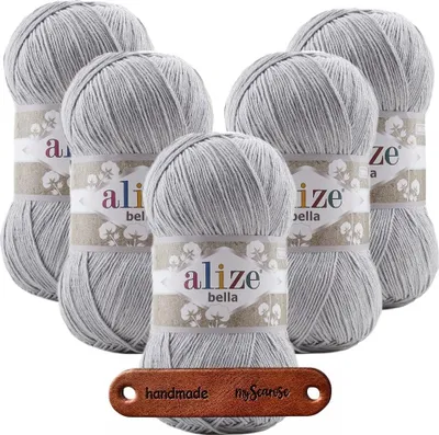 Produktbild von 5 x ALIZE Bella 100 21 Grey mit Label