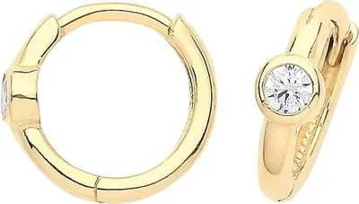 Produktbild von Klassische 9 Karat (375) Gold Damen - Paar Creolen mit Zirkonia - 10mm*4mm; TRS36358