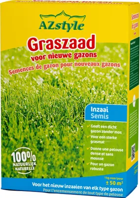 Produktbild von Ecostyle Grassamen 1kg für 50m² - Aussaat - Ergibt einen dichten Rasen ohne Moos - Für eine starke Grasnarbe - Keimt extra schnell