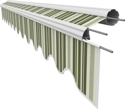 Produktbild von Leudus Markisenstoff mit Volant für 5x3m Markisen Markisenersatzstoff Markisentuch Sonnenschutz fertig genäht (4,85x3m SPD034)