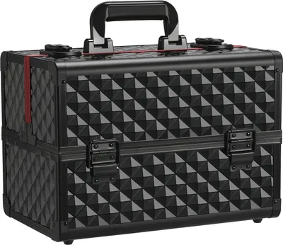 Produktbild von Yaheetech Schminkkoffer Alu Kosmetikkoffer Werkzeugkoffer Nagel Koffer Beauty Case 34,7 x 22,2 x 25 cm Schwarz/Rot