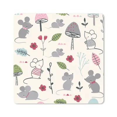 Produktbild von MuchoWow® Mauspad Mousepad Mäuse - Muster - Herbst - Pilz 20x20 cm - Mousepads - Maus Mat - Pad - Mausunterlage - Desk Mat - Bureauartikeln