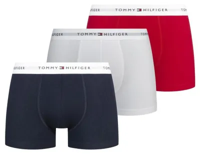 Produktbild von Tommy Hilfiger Herren 3er Pack Boxershorts Trunks mit Logomuster-Bund, Mehrfarbi