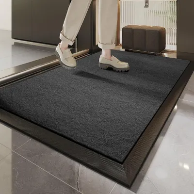 Obrázok produktu pre Podlahová rohož vonkajšia, 60 x 90 cm, sivá a čierna, protišmyková, umývateľná, odolná voči poveternostným vplyvom