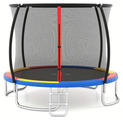 Image de Trampoline - Tapis de ressort - Trampoline pour enfants - Trampoline de jardin - Filet de sécurité - Trampoline rond