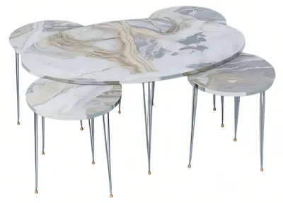 Produktbild von Moderner Holz-Couchtisch mit Beistelltischen in Mehrfarbdesign