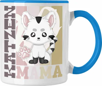 Produktbild von Trendation - Katze Mama Tasse Geschenk für Katzen Besitzerin Spruch Geschenkidee (Blau)