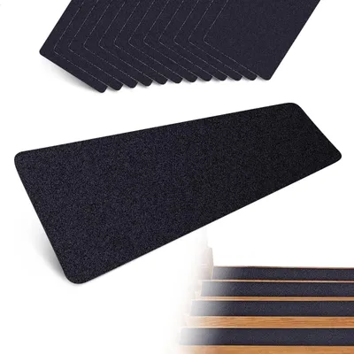 Antirutsch-Treppenmatten 12er-Set 61x10 cm selbstklebend schwarz
