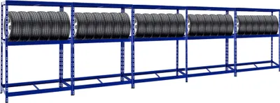 Produktbild von Mega Deal | 5x Reifenregal Tiger | HxBxT 180x130x50 cm | bis zu insgesamt 60 Reifen | mit Fachboden | Blau