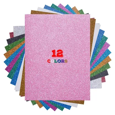 Glitter-Plotterfolie 12 Farben 30,5x25 cm für Textil Wärmeübertragung