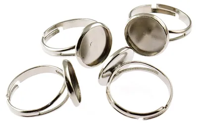 Produktbild von Vintageparts 4 Ringrohlinge silberfarben platiniert für 12 mm Cabochon